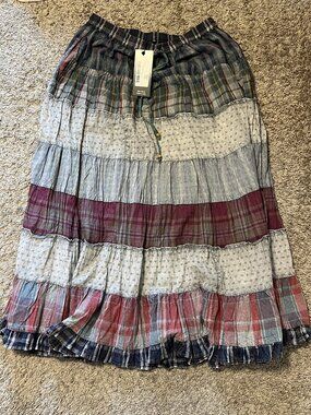 BNWT Young Threads Plaid Tiered Skirt - Size XL
